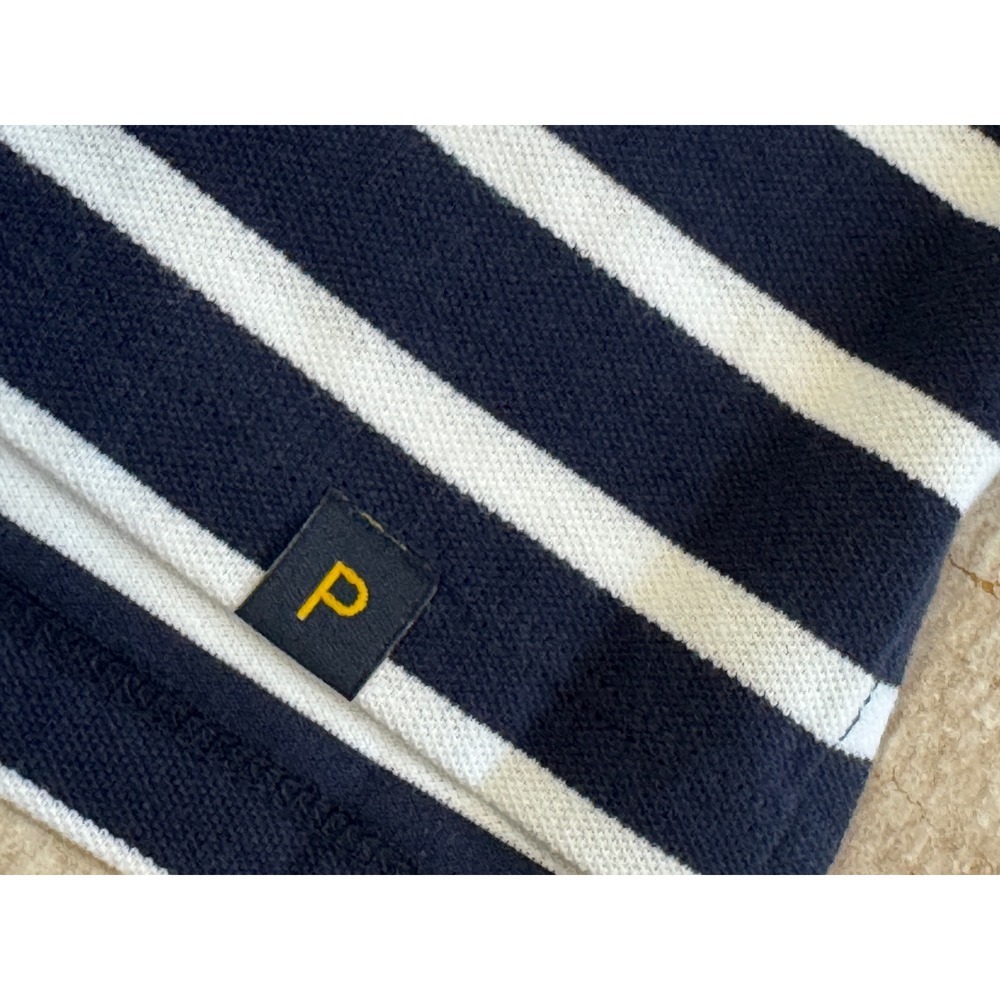 Piombo Navy White Striped Polo Shirt Women's Large Cotton Short Sleeve NWT Top - Picture 5 of 9
